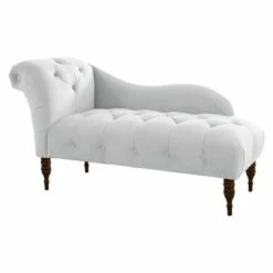 Custom Upholstered Tufted Chaise - Skyline Furniture Linen Talc -Living Room Chairs store unnamed file 10625