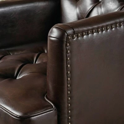Malone Leather Club Chair - Brown - Christopher Knight Home 4 Malone Leather Club Chair - Brown - Christopher Knight Home - Image 2
