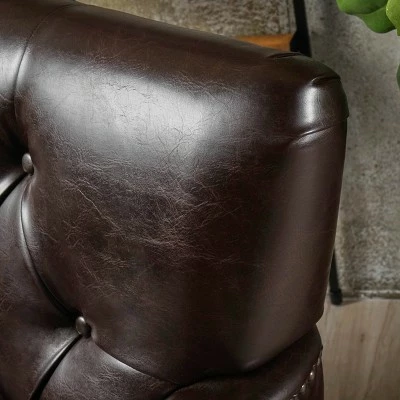 Malone Leather Club Chair - Brown - Christopher Knight Home 6 Malone Leather Club Chair - Brown - Christopher Knight Home - Image 4