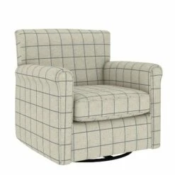 Tinsley Modern Rolled Arm Swivel Club Chair Checkered - Handy Living Barley Tan