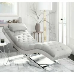 Monroe Chaise with Round Pillow - Gray - Safavieh