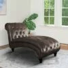 Allison Tufted Leather Chaise - Abbyson Living Brown