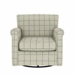 Tinsley Modern Rolled Arm Swivel Club Chair Checkered - Handy Living Barley Tan -Living Room Chairs store unnamed file 1080