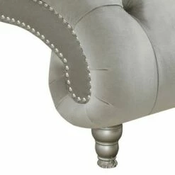 Chaise with Nailhead Trim and Tufted Details Gray - Benzara -Living Room Chairs store unnamed file 10812