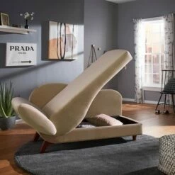 Gracie Two Toned Dark and Light Functional Chaise with 1 Pillow - Inspire Q Beige -Living Room Chairs store unnamed file 10816