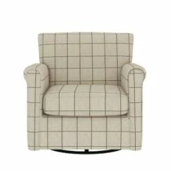 Tinsley Modern Rolled Arm Swivel Club Chair Checkered - Handy Living Barley Tan -Living Room Chairs store unnamed file 1082