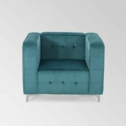 Sanders Modern Glam Velvet Cube Club Chair - Christopher Knight Home Navy Blue -Living Room Chairs store unnamed file 10904