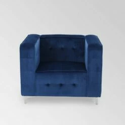 Sanders Modern Glam Velvet Cube Club Chair - Christopher Knight Home Navy Blue -Living Room Chairs store unnamed file 10905
