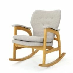 Braant Mid-Century Fabric Rocker - Christopher Knight Home Wheat -Living Room Chairs store unnamed file 1091