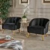 Set of 2 Amaia Modern New Velvet Club Chair - Christopher Knight Home Black -Living Room Chairs store unnamed file 10927