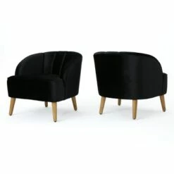 Set of 2 Amaia Modern New Velvet Club Chair - Christopher Knight Home Black -Living Room Chairs store unnamed file 10930