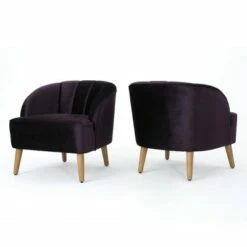 Set of 2 Amaia Modern New Velvet Club Chair - Christopher Knight Home Black -Living Room Chairs store unnamed file 10931