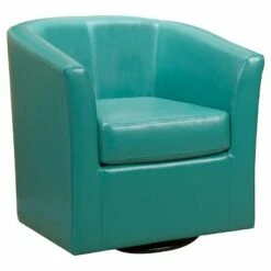 Daymian Faux Leather Swivel Club Chair - Christopher Knight Home Turquoise -Living Room Chairs store unnamed file 10939