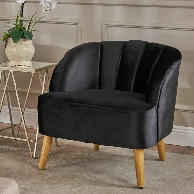 Amaia Modern New Velvet Club Chair - Christopher Knight Home Black 3 Amaia Modern New Velvet Club Chair - Christopher Knight Home Black