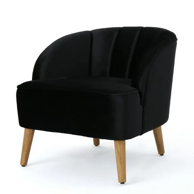 Amaia Modern New Velvet Club Chair - Christopher Knight Home Black 6 Amaia Modern New Velvet Club Chair - Christopher Knight Home Black - Image 4