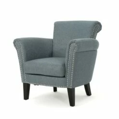Brice Vintage Studded Club Chair - Christopher Knight Home Navy Blue -Living Room Chairs store unnamed file 10993