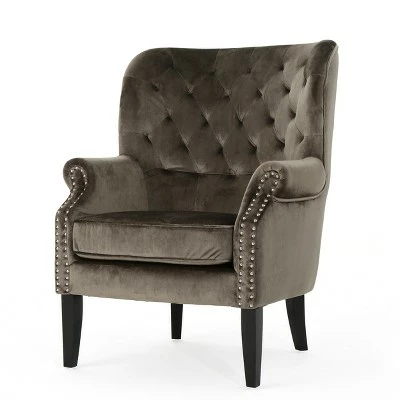 Tomlin New Velvet Club Chair - Christopher Knight Home Gray 7 Tomlin New Velvet Club Chair - Christopher Knight Home Gray - Image 5