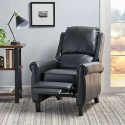 Haddan Faux Leather Recliner Club Chair - Christopher Knight Home Burgundy Brown -Living Room Chairs store unnamed file 11015