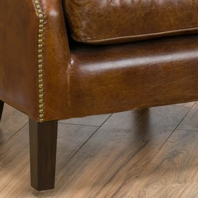 Njord Vintage Leather Club Chair - Light Brown - Christopher Knight Home 5 Njord Vintage Leather Club Chair - Light Brown - Christopher Knight Home - Image 3