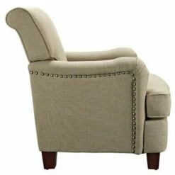 London Arm Linen Club Chair with Nailheads - Dorel Living® Beige -Living Room Chairs store unnamed file 11060