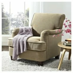 London Arm Linen Club Chair with Nailheads - Dorel Living® Beige -Living Room Chairs store unnamed file 11061