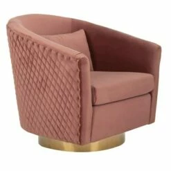 Clara Quilted Swivel Tub Chair Dusty Rose - Safavieh -Living Room Chairs store unnamed file 11080
