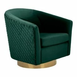 Clara Quilted Swivel Tub Chair Emerald - Safavieh -Living Room Chairs store unnamed file 11087