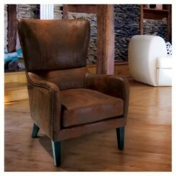 Lorenzo Studded Club Chair Brown - Christopher Knight Home -Living Room Chairs store unnamed file 11094