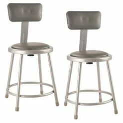 National Public Seating 2pk 18" Heavy Duty Vinyl Padded Steel Stool with Backrest - Hampton Collection Gray -Living Room Chairs store unnamed file 111