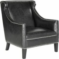 Mckinley Club Chair Silver Nail Heads - Antique Black - Safavieh -Living Room Chairs store unnamed file 11169
