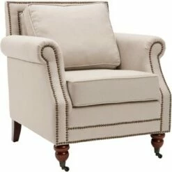 Karsen Club Chair W/ Brass Nail Heads - Safavieh