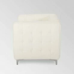 Sanders Modern Glam Leather Cube Club Chair White - Christopher Knight Home -Living Room Chairs store unnamed file 11228