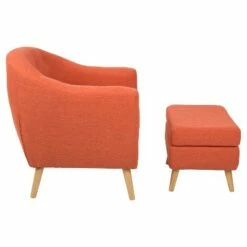 Rockwell Mid-Century Modern Chair w/Ottoman - LumiSource Beige