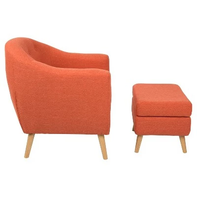 Rockwell Mid-Century Modern Chair w/Ottoman - LumiSource Beige 3 Rockwell Mid-Century Modern Chair w/Ottoman - LumiSource Beige