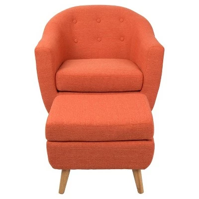 Rockwell Mid-Century Modern Chair w/Ottoman - LumiSource Beige 5 Rockwell Mid-Century Modern Chair w/Ottoman - LumiSource Beige - Image 3