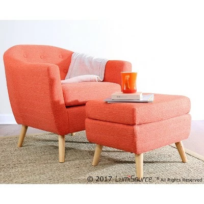 Rockwell Mid-Century Modern Chair w/Ottoman - LumiSource Beige 7 Rockwell Mid-Century Modern Chair w/Ottoman - LumiSource Beige - Image 5