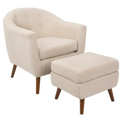 Rockwell Mid-Century Modern Chair w/Ottoman - LumiSource Beige 10 Rockwell Mid-Century Modern Chair w/Ottoman - LumiSource Beige - Image 8