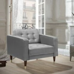 Somerset Velvet Mid-Century Modern Club Chair - Armen Living Gray -Living Room Chairs store unnamed file 11270