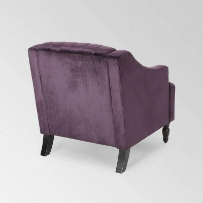 Carleson Glam Velvet Club Chair - Christopher Knight Home Red 5 Carleson Glam Velvet Club Chair - Christopher Knight Home Red - Image 3