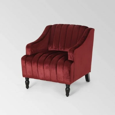 Carleson Glam Velvet Club Chair - Christopher Knight Home Red 10 Carleson Glam Velvet Club Chair - Christopher Knight Home Red - Image 8