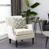 Contemporary Polyester and Wood Accent Chair - Olivia & May Beige
