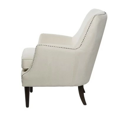 Contemporary Polyester and Wood Accent Chair - Olivia & May Beige 4 Contemporary Polyester and Wood Accent Chair - Olivia & May Beige - Image 2