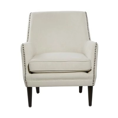 Contemporary Polyester and Wood Accent Chair - Olivia & May Beige 6 Contemporary Polyester and Wood Accent Chair - Olivia & May Beige - Image 4
