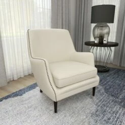 Contemporary Polyester and Wood Accent Chair - Olivia & May Beige 27 Contemporary Polyester and Wood Accent Chair - Olivia & May Beige -Living Room Chairs store unnamed file 11323