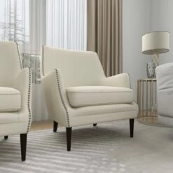 Contemporary Polyester and Wood Accent Chair - Olivia & May Beige 28 Contemporary Polyester and Wood Accent Chair - Olivia & May Beige -Living Room Chairs store unnamed file 11324