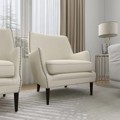 Contemporary Polyester and Wood Accent Chair - Olivia & May Beige 10 Contemporary Polyester and Wood Accent Chair - Olivia & May Beige - Image 8