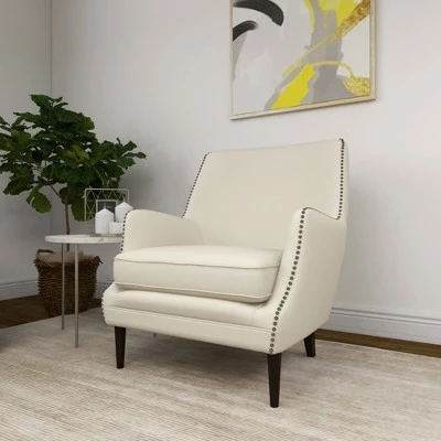 Contemporary Polyester and Wood Accent Chair - Olivia & May Beige 11 Contemporary Polyester and Wood Accent Chair - Olivia & May Beige - Image 9