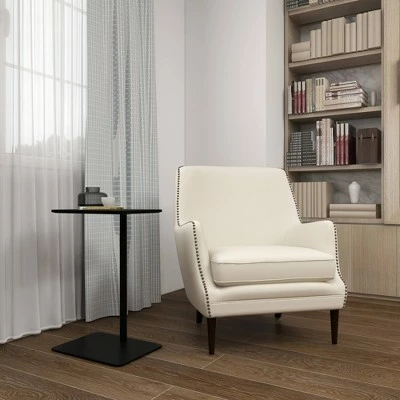 Contemporary Polyester and Wood Accent Chair - Olivia & May Beige 12 Contemporary Polyester and Wood Accent Chair - Olivia & May Beige - Image 10