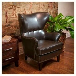 Warner High Back Chair Brown - Christopher Knight Home -Living Room Chairs store unnamed file 1137