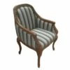 Striped Fabric Arm Wooden Frame Accent Chair Gray/Brown - The Urban Port -Living Room Chairs store unnamed file 11374